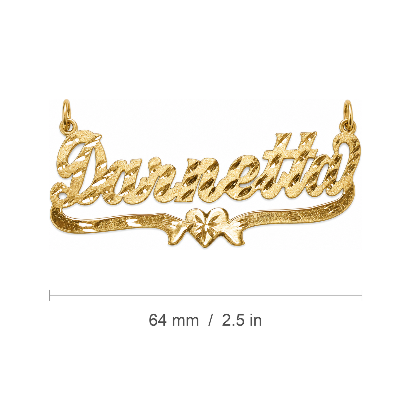 Darnetta 14K solid gold nameplate, measure view