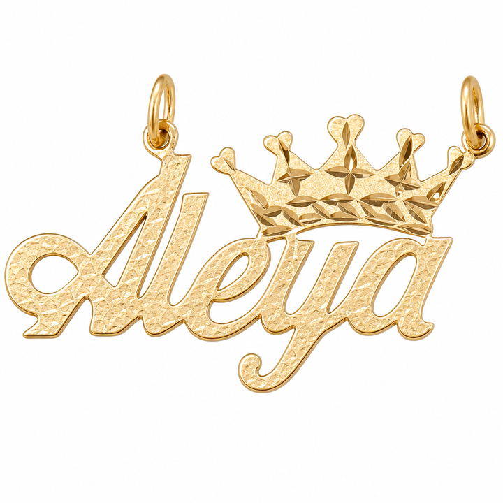 Aleyah 14K solid gold nameplate, front view