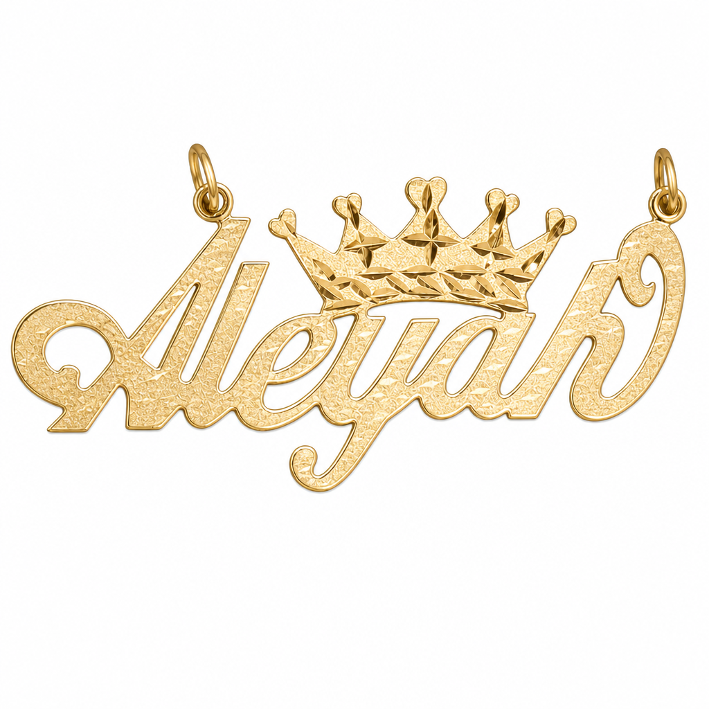 Aleyah 14K solid gold nameplate, front view