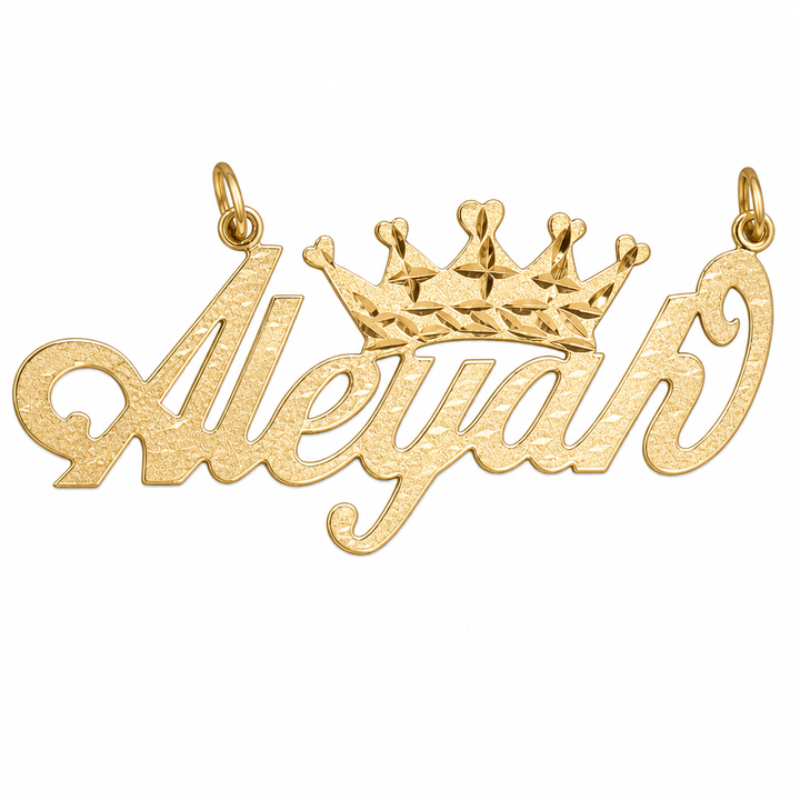 Aleyah 14K solid gold nameplate, front view
