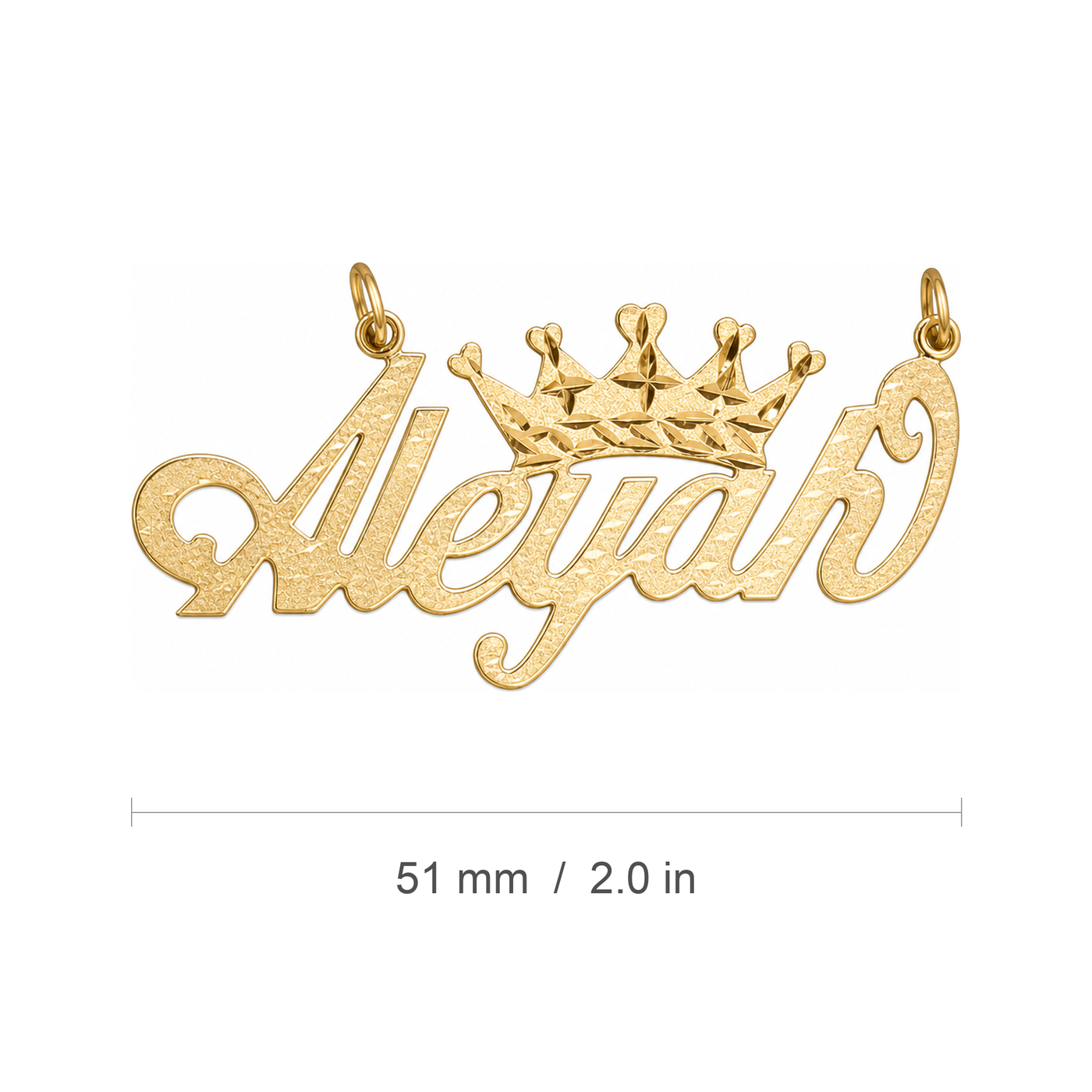 Aleyah 14K solid gold nameplate, measure view