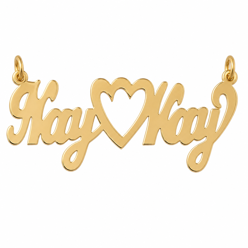 Kay Kay 14K solid gold nameplate, back view