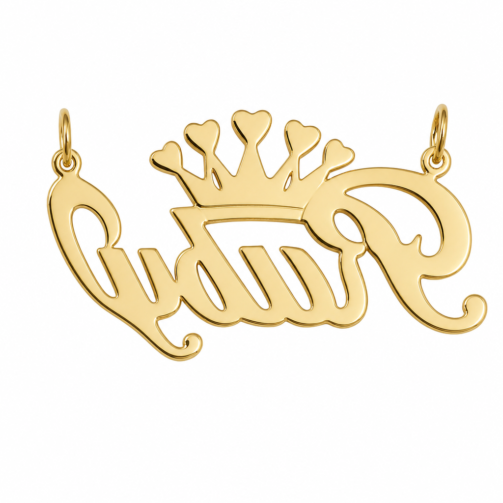 Ruby 10K solid gold nameplate, back view