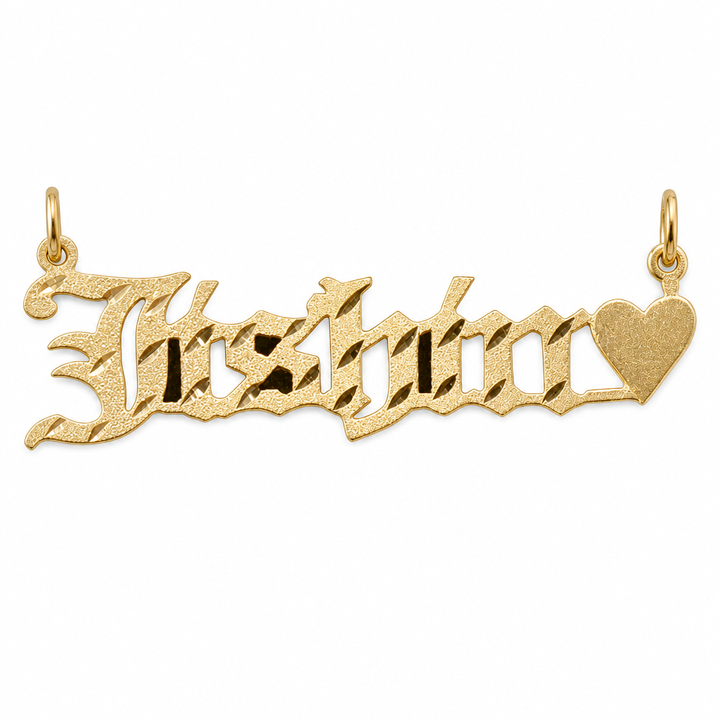 Justin 14K solid gold nameplate, front view