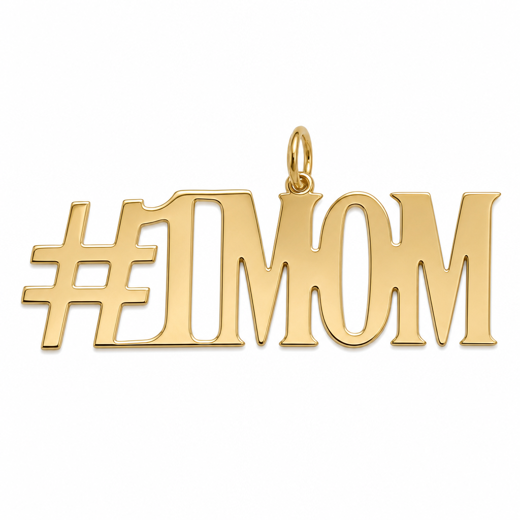 #1 MOM 10K solid gold nameplate, detail view