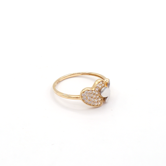 10K Solid White Gold CZ Heart Ring with White Gold Butterfly