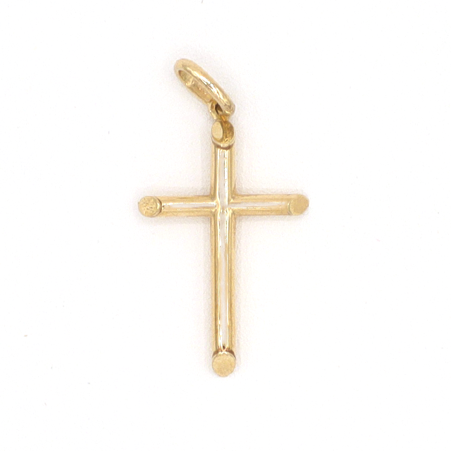 10K Solid Gold Diamond-Cut Cross Charm