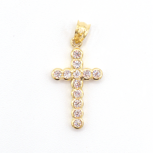 10K Pure Yellow Gold The Cross My Faith with Shine with CZ Cubic Charm - STF DIAMONDS