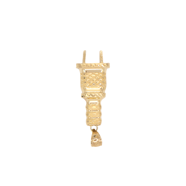10K Solid Yellow Gold Diamond-Cut The Plug Pendant