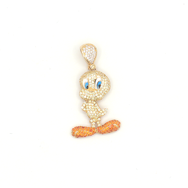 Tweety Mini cute Yellow with CZ Cubic 10K Yellow gold - STF DIAMONDS