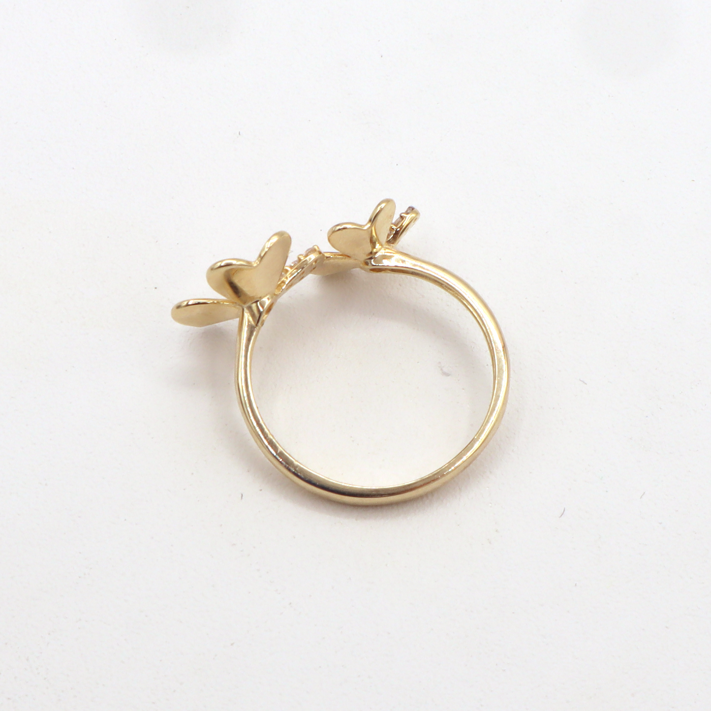 Two Flora flower with CZ,White Gold,Yellow Gold Women's Ring-10K Yellow Gold-CZ Cubic Zirconia | STF DIAMONDS JEWELRY