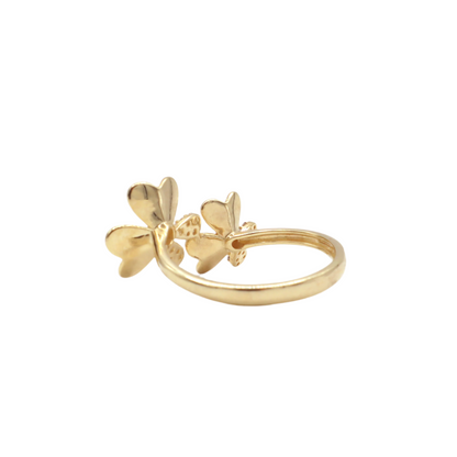 Two Flora flower with CZ,White Gold,Yellow Gold Women's Ring-10K Yellow Gold-CZ Cubic Zirconia | STF DIAMONDS JEWELRY