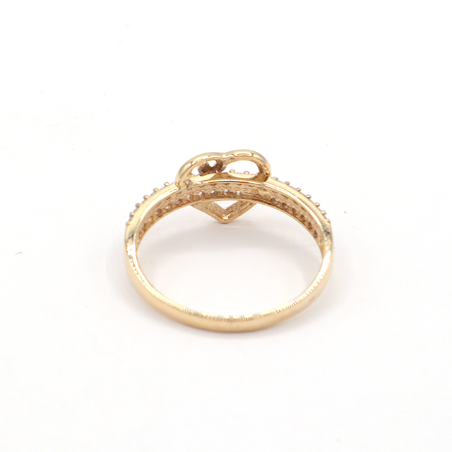 Two bands with CZ Cubics Apple Heart 10K Pure Yellow Gold - STF DIAMONDS