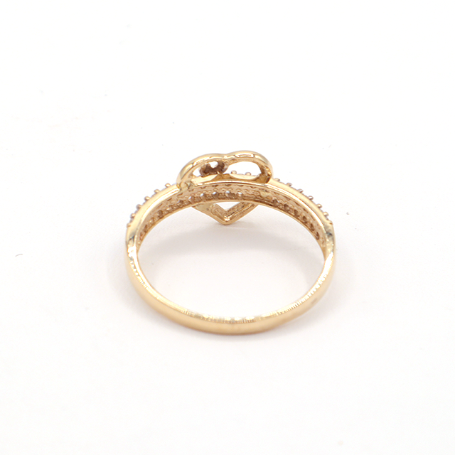 10K Solid Yellow Gold Two-Band CZ Apple Heart Ring