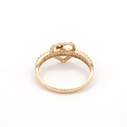 Two bands with CZ Cubics Apple Heart 10K Pure Yellow Gold - STF DIAMONDS