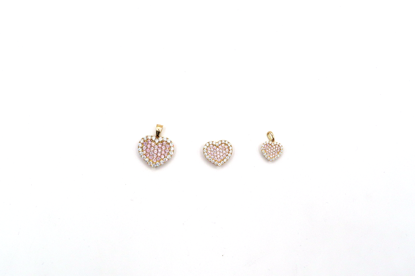 10K Solid Yellow Gold Pink Heart CZ Pendant
