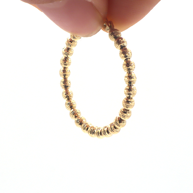 10K Solid Yellow Gold Diamond-Cut Moon Rocks Hoop Earrings