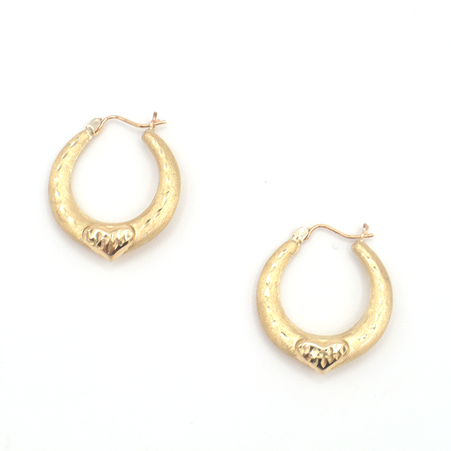 My love story in Childhood Hoop Earrings Pure 10K Yellow Gold - STF DIAMONDS