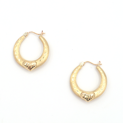 My love story in Childhood Hoop Earrings Pure 10K Yellow Gold - STF DIAMONDS