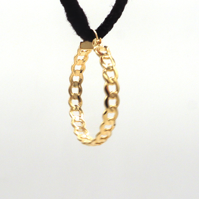10K Solid Yellow Gold Diamond-Cut Flat Cuban Hoop Earrings
