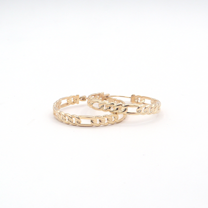 My Hero Your Figaro Hoop Earrings Pure 10K Yellow Gold - STF DIAMONDS