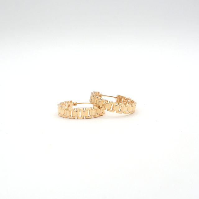 10K Solid Yellow Gold Diamond-Cut Presidential Rolly Hoop Earrings