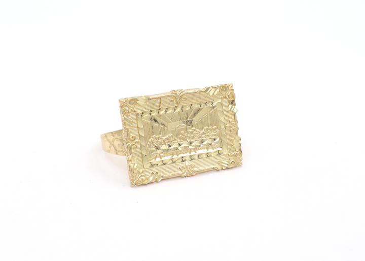 10K Solid Gold Diamond-Cut Jesus Last Supper Two-Finger Ring (Men's)