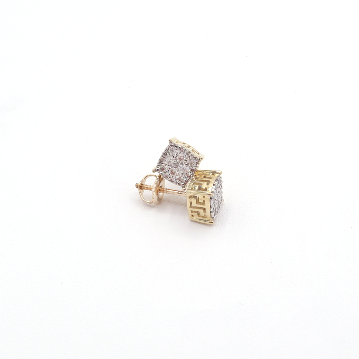 Vera Frame Pavé Stud Diamond Earrings 10K Yellow Gold - STF DIAMONDS