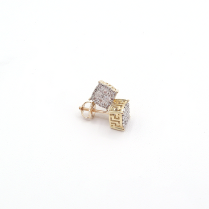 Vera Frame Pavé Stud Diamond Earrings 10K Yellow Gold - STF DIAMONDS