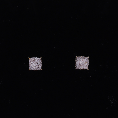 Vera Frame Pavé Stud Diamond Earrings 10K Yellow Gold - STF DIAMONDS