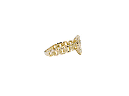 White Heart Rolly Band Women's Ring 10K Yellow Gold Cubic Zirconia Pink White CZ- STF DIAMONDS (Copy)