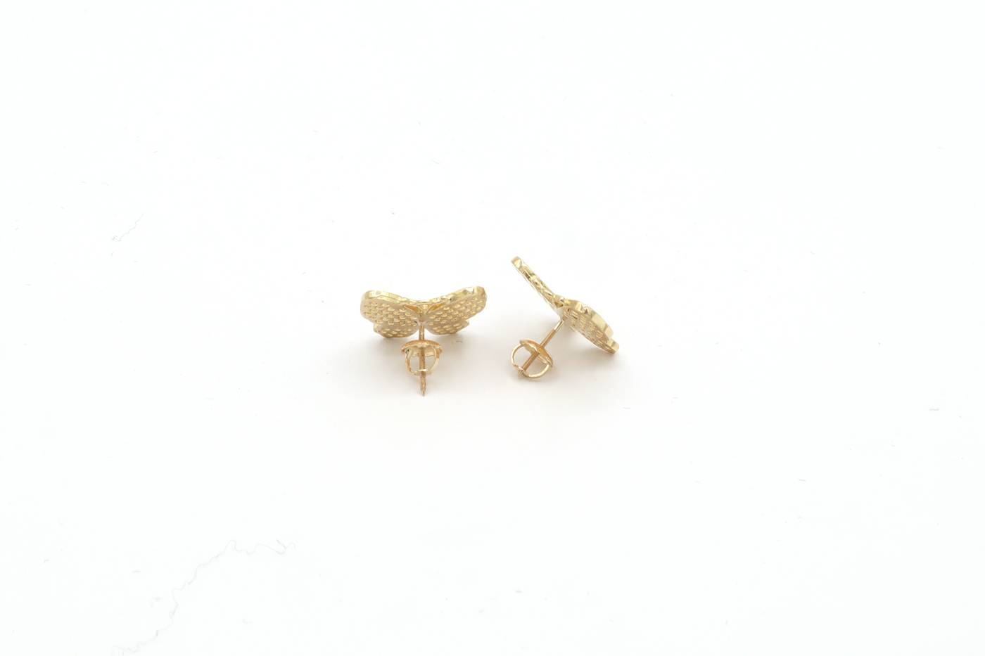 10K Solid Gold White Butterfly CZ Earrings