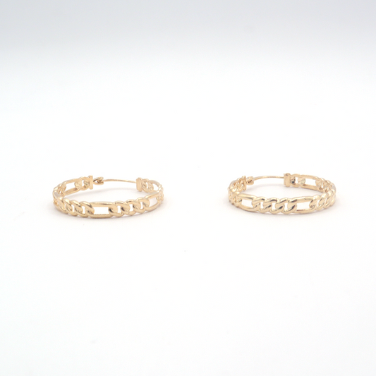 My Hero Your Figaro Hoop Earrings Pure 10K Yellow Gold - STF DIAMONDS