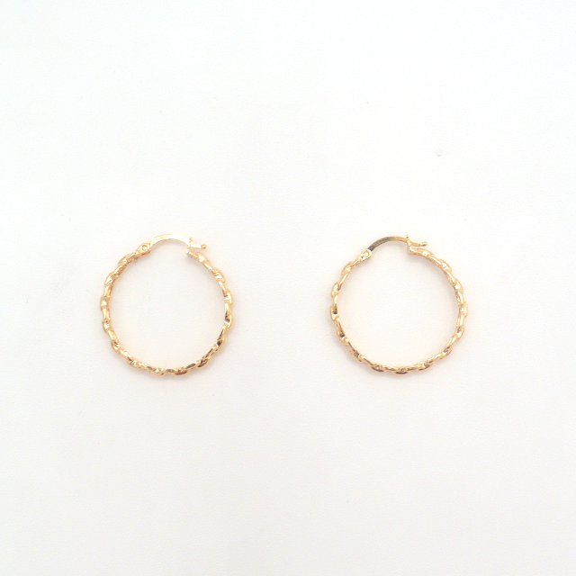 10K Solid Yellow Gold Diamond-Cut Rolo Yoyo Hoop Earrings