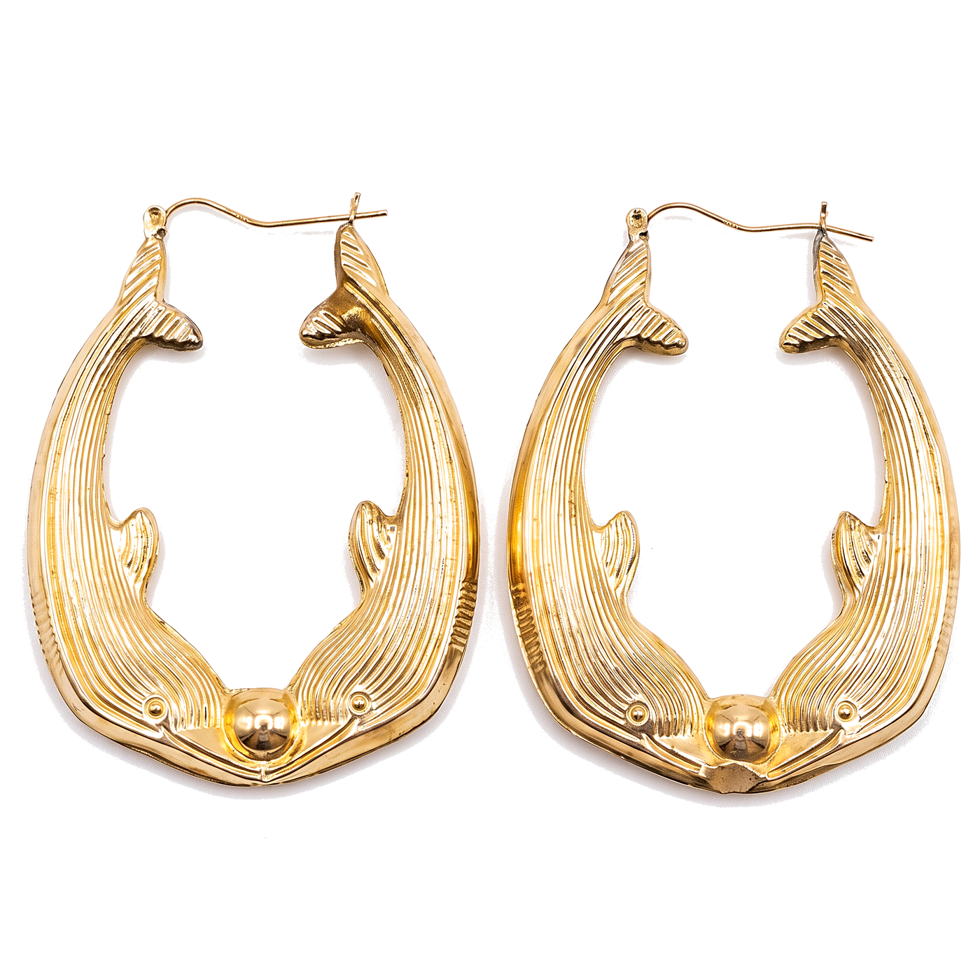 Baleine — Whale Hoop Earrings Large, 10K Yellow Gold