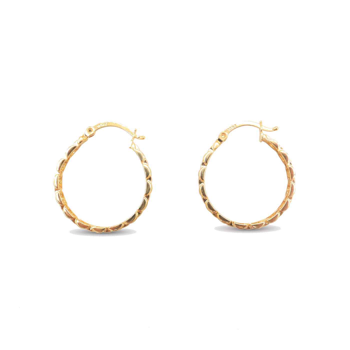 10K Solid Yellow Gold Diamond-Cut Presidential Rolly Hoop Earrings
