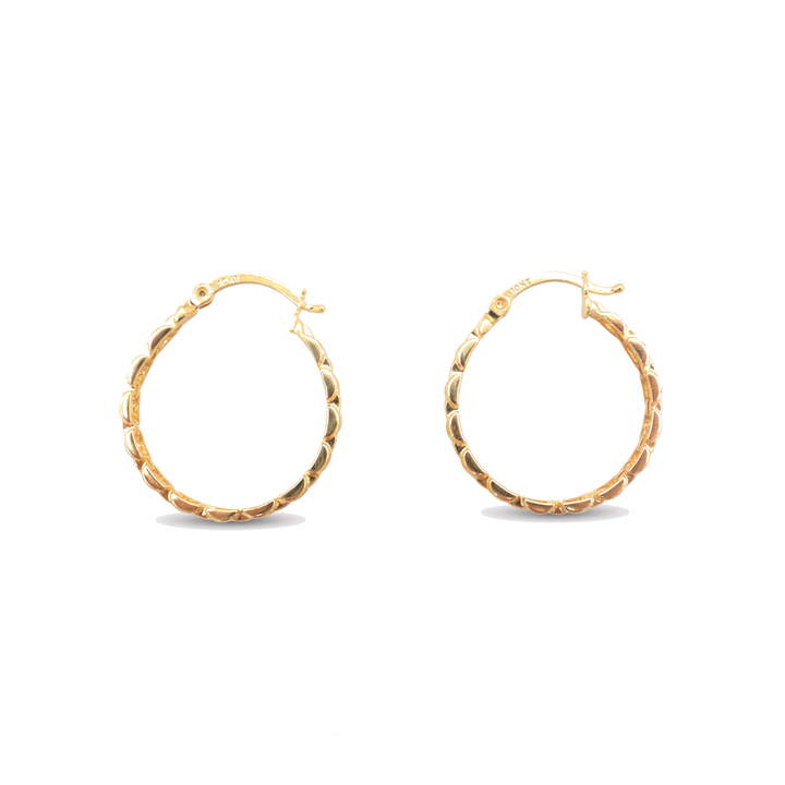 10K Solid Yellow Gold Diamond-Cut Presidential Rolly Hoop Earrings
