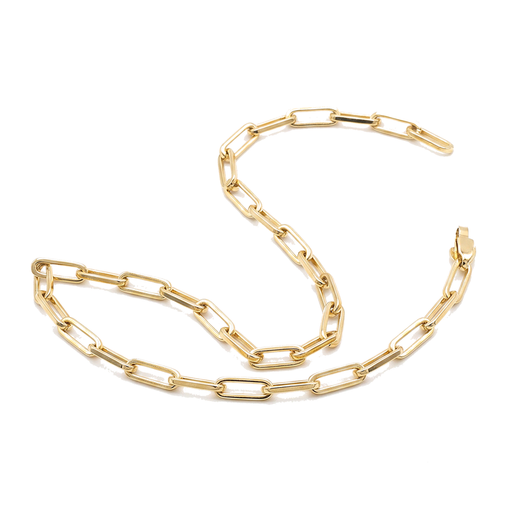 Clip Anklet — 4mm Paperclip Anklet, 10K Yellow Gold