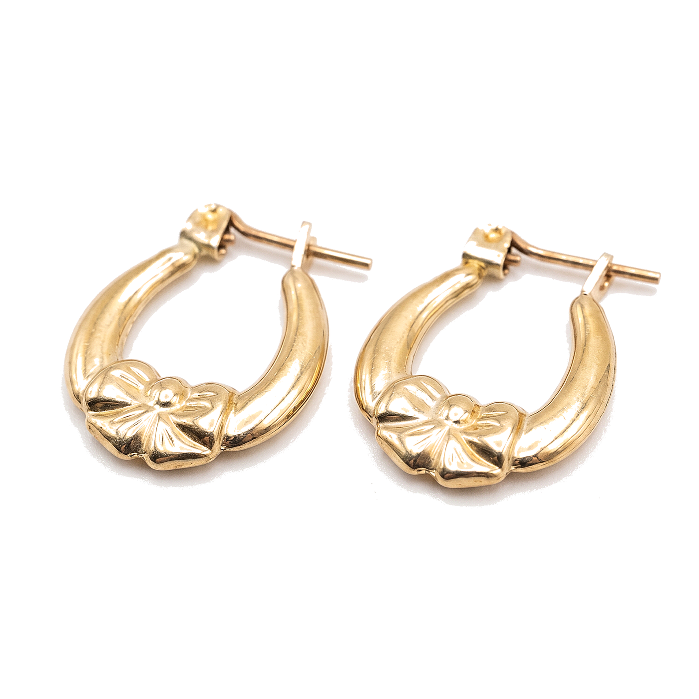 Coquette — Bow Hoop Earrings 0.5", 10K Yellow Gold