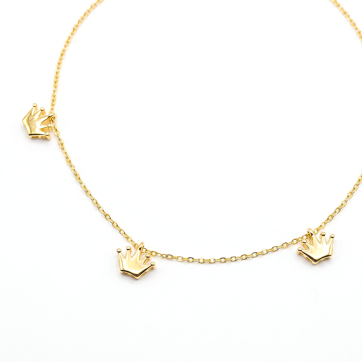 Corona Anklet — Crown Charm Anklet, 10K Yellow Gold