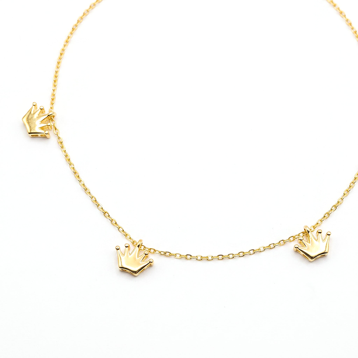 Corona Anklet — Crown Charm Anklet, 10K Yellow Gold