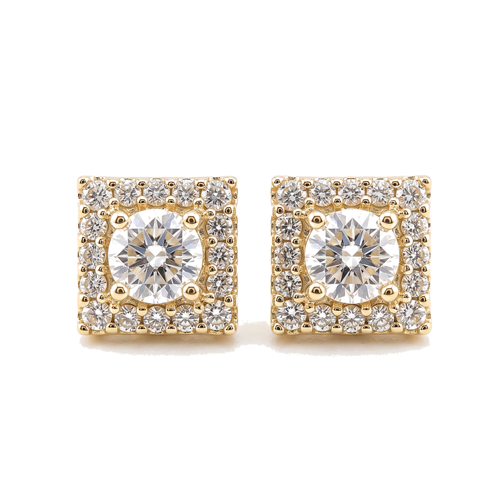 Cuadro Micro — Square CZ Stud Earrings Micro, 10K Yellow Gold