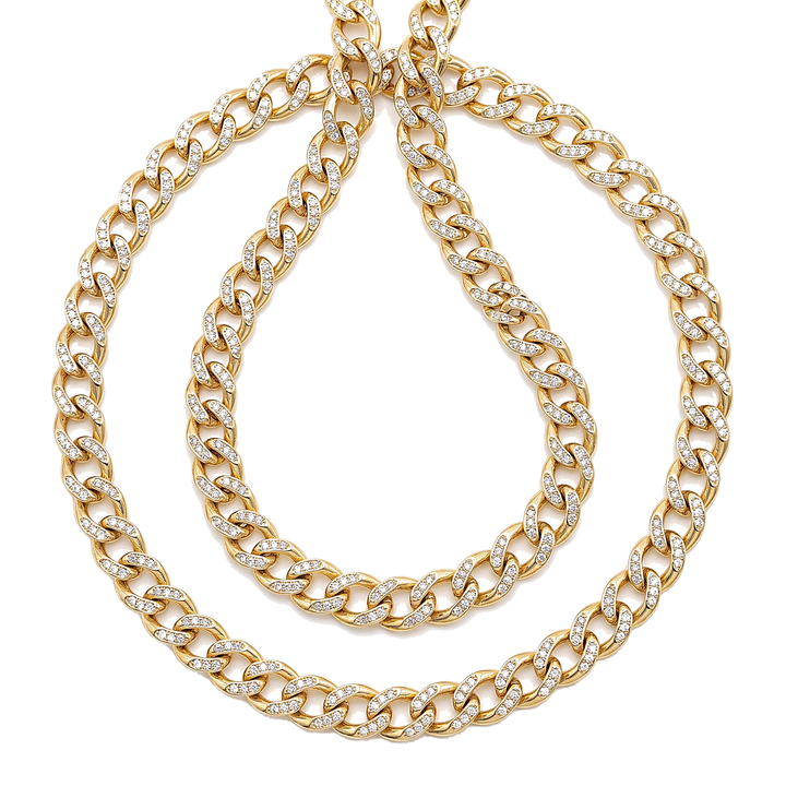 Cuban Pavé — 3.4mm Hollow Pavé Cuban Chain, 10K Yellow Gold