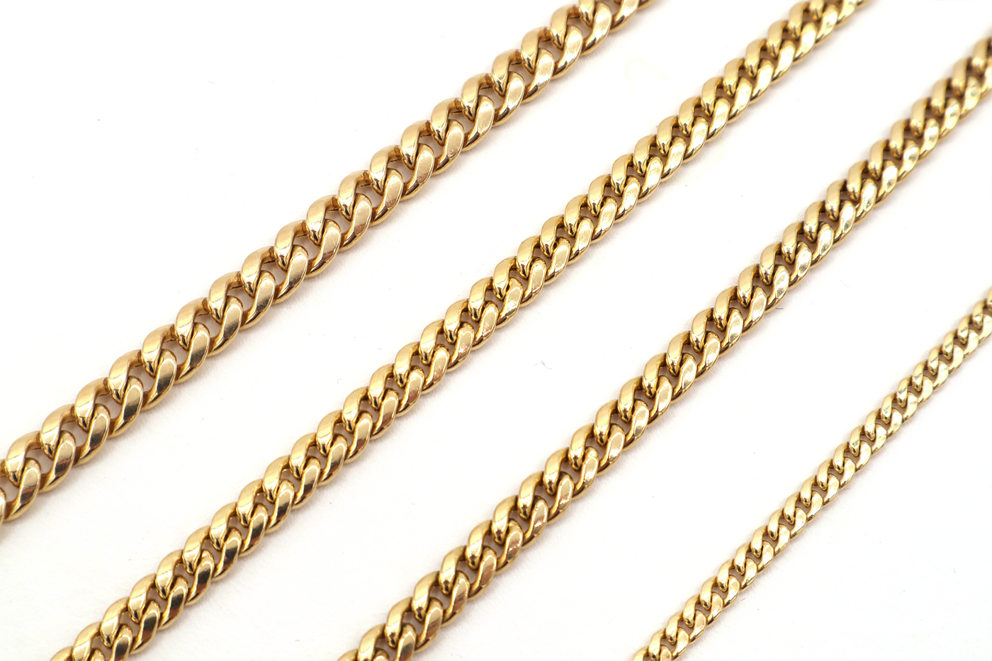 14K Solid Gold Diamond-Cut 3mm Miami Cuban Link Bracelet 3-3"