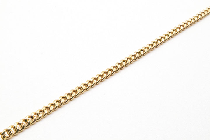 14K Solid Gold Sovereign — 3.5mm Flat Curb Link Chain 16-24"