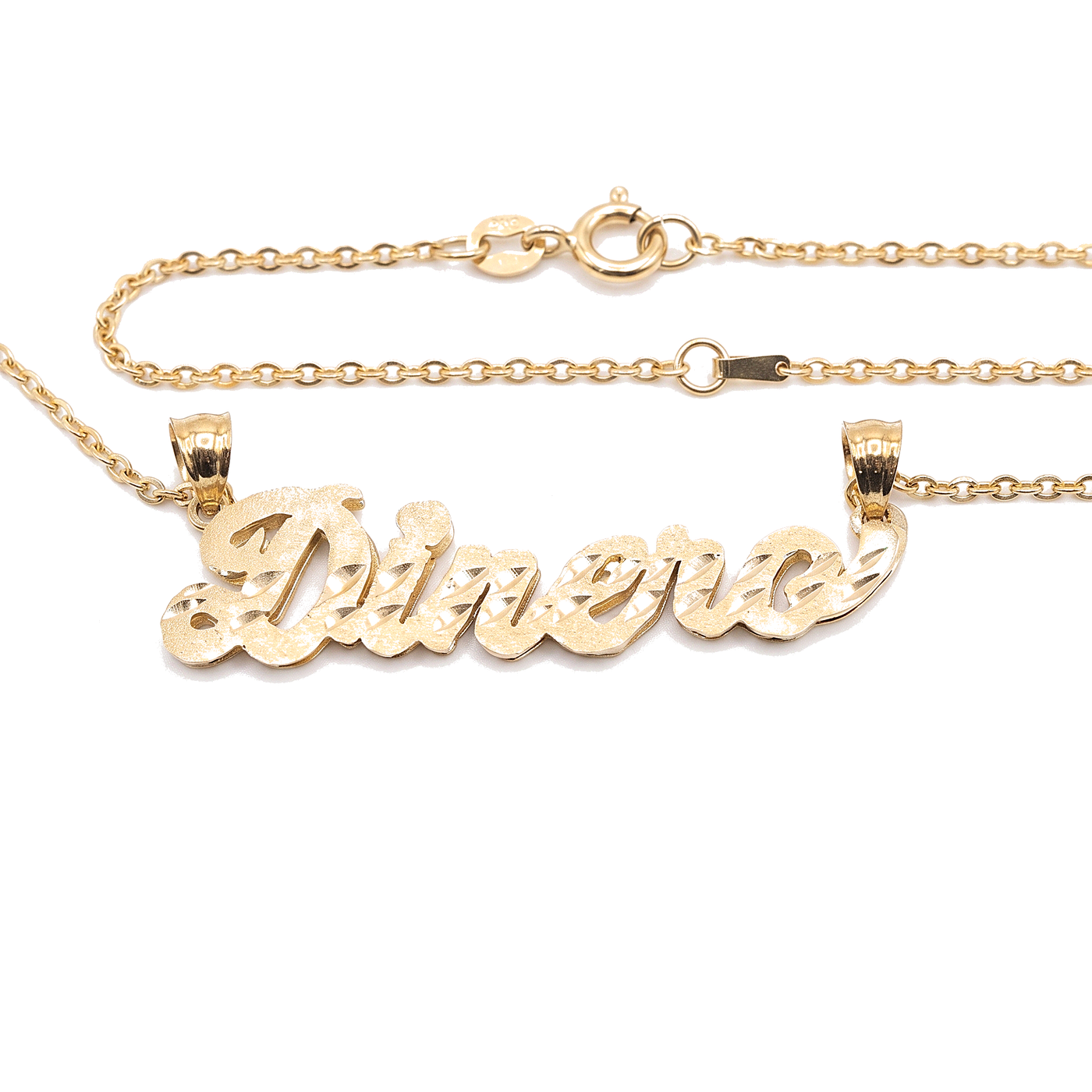 Double Plate — Double Nameplate Necklace (Custom), 10K Yellow Gold