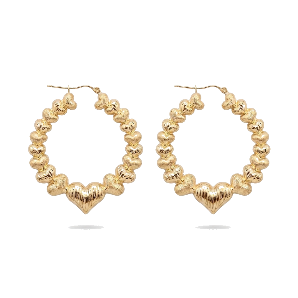 10K Solid Yellow Gold Endless — Beaded Hoop Earrings