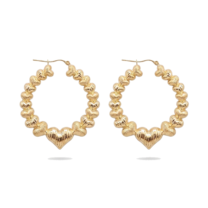 10K Solid Yellow Gold Endless — Beaded Hoop Earrings