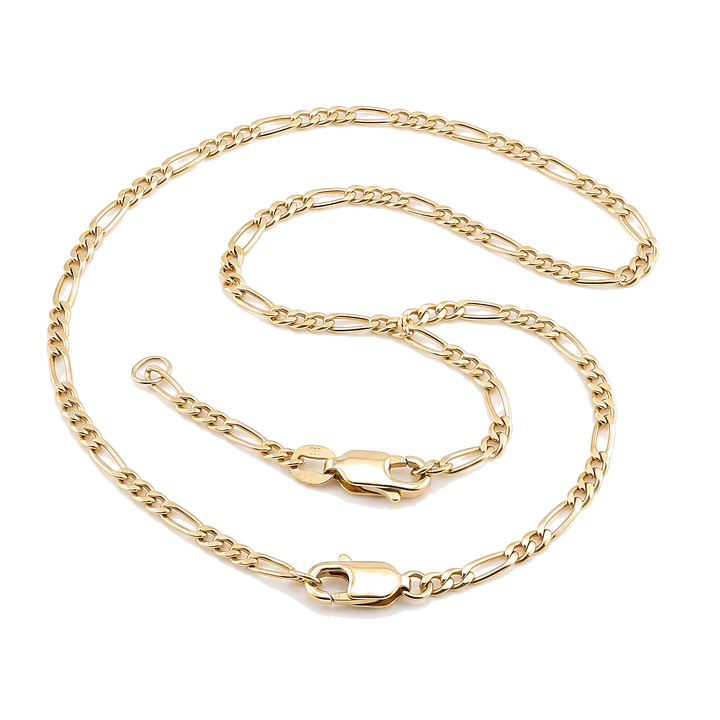 Figaro Hollow — 2mm Hollow Figaro Chain, 10K Yellow Gold