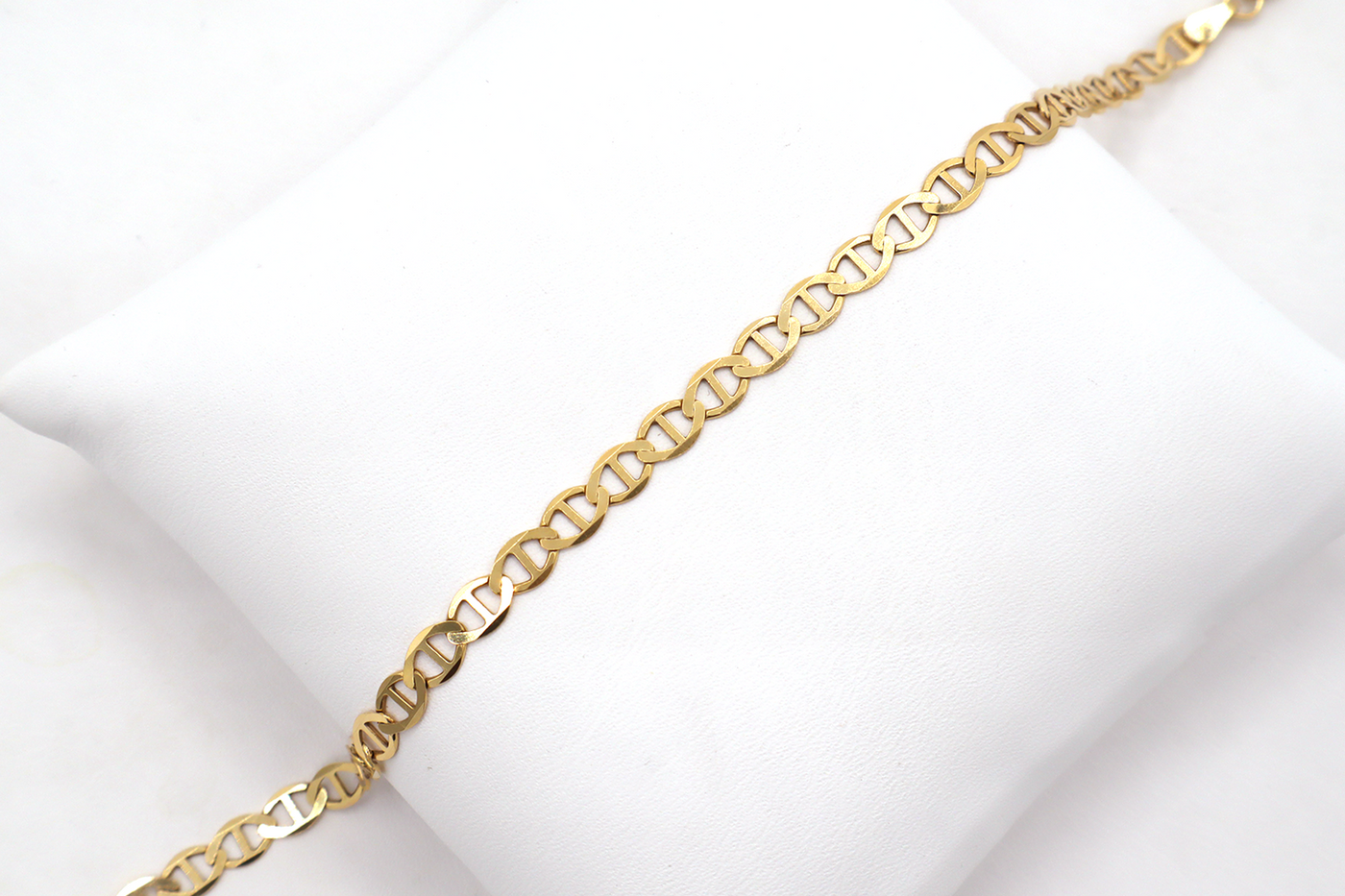 14K Solid Yellow Gold Diamond-Cut 4.1mm Mariner Link Bracelet